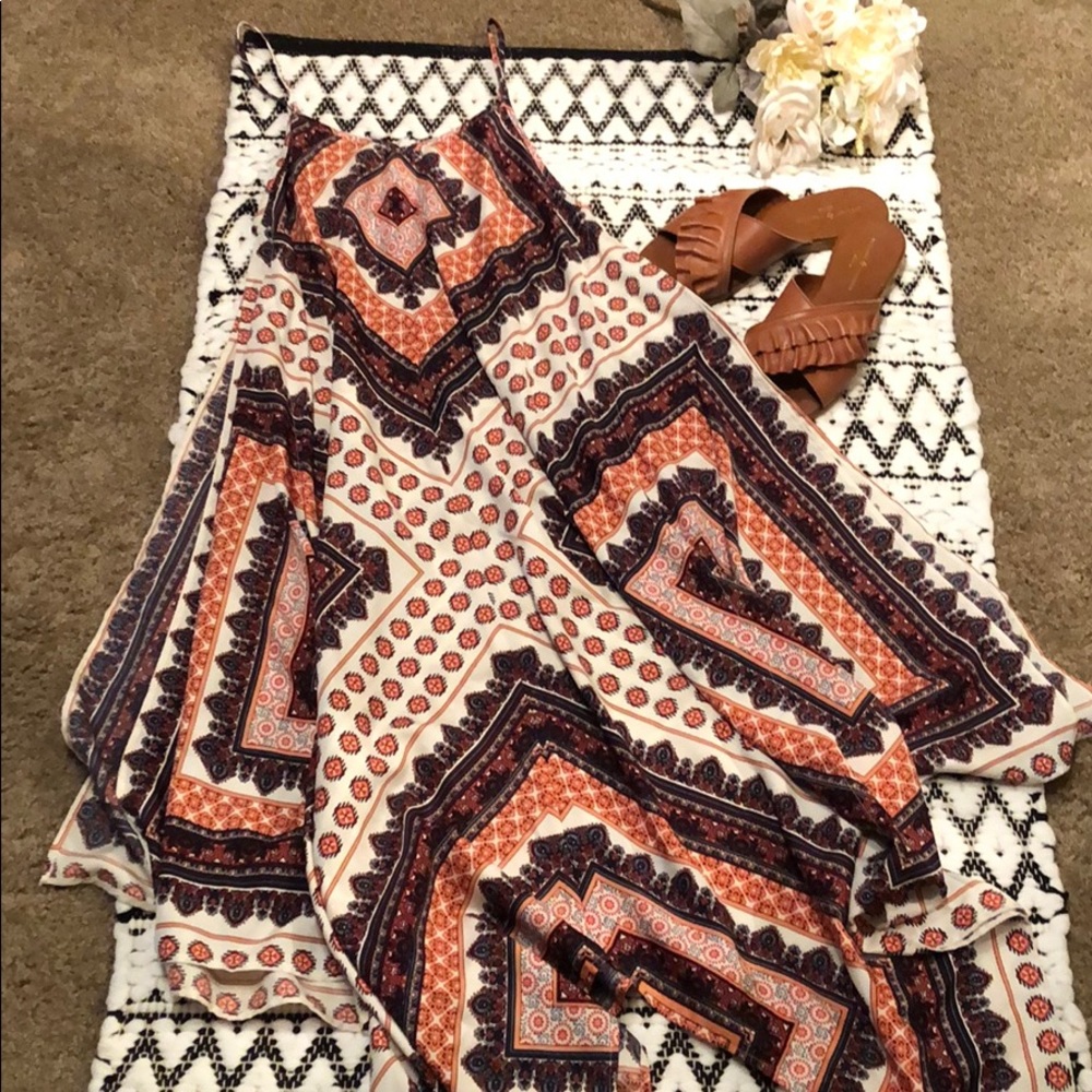 Handkerchief dress with cute tribal print, v neck